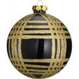 Deco Check Baubles Black and Gold 